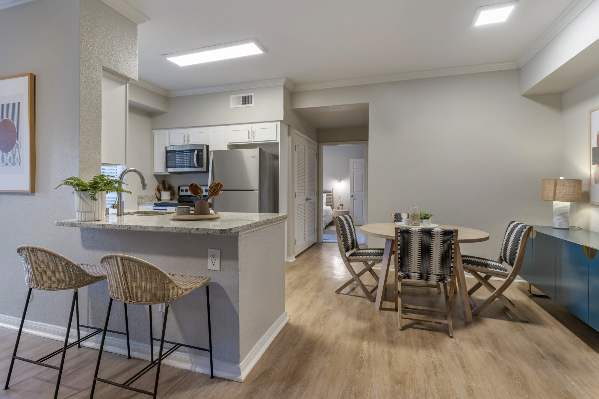 bell rohnert park interior model kitchen overlooking dining room